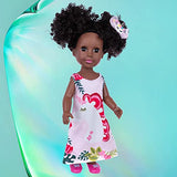 14.5 Inch Black Doll Dress and Accessories Sets African American Baby Doll Silicone Black Dolls Realistic Lifelike Doll with 2sets Clothes Sunglasses Shoes Phone Camera and Headband