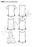 New Look Sewing Pattern 6483 Misses Tops, Size A (6-8-10-12-14-16)