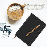 EUSOAR Notebook Lined, 1 Pack A5 5.5"x8.3" 192 Pages Black Faux Leather Hardcover College Ruled Subject Journal Notebook with Back Pocket, Sketchbook Notepad Memo for School Work Travel Diary Writing