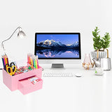 WWXICLG Desk Organizer, Desktop Organizer with Pen Holder, Pencil Holder for Desk, Pencil Cup, Office Supplies Desk Organizer and Accessories, 8 Compartments (pink)