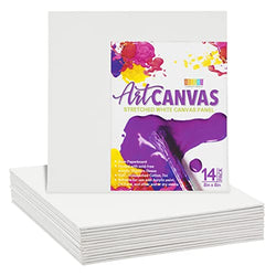 14 Pack Flat 8x8 Canvas Panel Boards for Painting, Bulk Art Supplies
