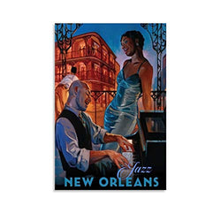 Retro Music Poster New Orleans Jazz Poster Decorative Painting Canvas Wall Art Living Room Posters Bedroom Painting 20x30inch(50x75cm)