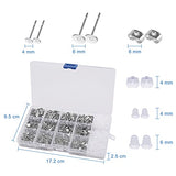 BQTQ 2600 Pieces Earring Posts and Backs Earring Studs for Jewelry Making Butterfly Earring Backs and Rubber Earring Backs with Box (6mm, 8mm) Earring Stud Blanks Earring Making Kit