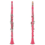 Mendini ABS B Flat Clarinet with 2 Barrels, Case, Stand, Pocketbook, Mouthpiece, 10 Reeds and More (Pink)