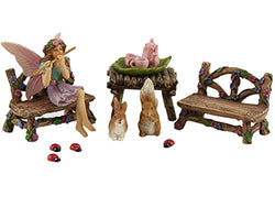 Pretmanns Fairy Garden Fairy Accessories – Miniature Fairy Figurine & Furniture – 14 Piece Starter Kit