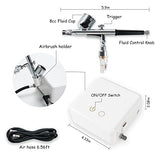 Lightwish Airbrush Kit with Compressor, Dual-Action Gravity Feed Airbrush Gun for Art, Craft, Makeup, Cake Decoration, Tattoos, Fine to Wide Spray T-Shirts, Auto Art, Fine Art, Easy to Use and Clean