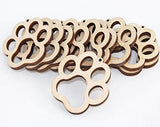 ALL SIZES BULK (12pc to 100pc) Unfinished Wood Wooden Laser Cutout Puppy Dog Paw Prints Dangle Earring Jewelry Blanks Charms Shape Crafts Made in Texas