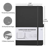 Lined Journal Notebook - Large A5 College Ruled Notebook Thick Journal with 320 Numbered Lined Paper, 100gsm Thick Paper, for Women Men Work School, 5.75'' X 8.38'', Faux Leather Hardcover Black