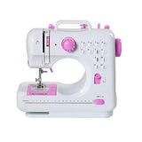 Sewing Machine Mini Portable Electric Portable Household with Foot Pedal Overlock 12 Built-in Stitches for Amateurs Beginners Embroidery Pink Safety