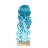 MUZI Wig High Temperature Doll Hair Wig, Long Winky Curly White Ombre Blue Synthetic Fiber Hair Wig BJD Doll Wigs for 1/3 BJD SD Doll (Blue)