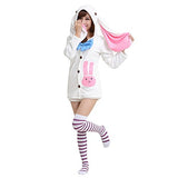 KINOMOTO Anime Costume Outfit Cosplay Rabbit Ears Hoodie Coat and Shorts Set (Top and Shorts)