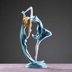 J-Beauty Woman Dancer Ornament Home Office Desk Decorative Decor Statue Figurine, Pack of 2 (Blue)