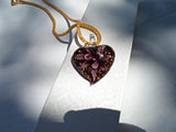 Elegant, Stunning, Large Pink Heart Murano Glass Pendant w/ 17" Gold Tone Serpentine Chain w/