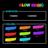 individuall Glow Magic Fabric UV Paint Set - Set of 8 – Neon Textile Black Light Paints - Fluorescent Clothing Color – for Vibrant Glowing Art Projects