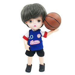 EVA BJD 1/8 Mini BJD Doll Cute 15cm 5.9" Sport Jointed Dolls ABS + Clothes + Accessories Toy Gift (Basketball boy)