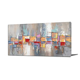 Large Modern Abstract Texture Lattice Art Paintings Oil 3D Hand Painted on Canvas Wall Art Prints Wood Inside Framed Oil Canvas Painting Acrylic Decor for Living room Horizontal Ready to Hang