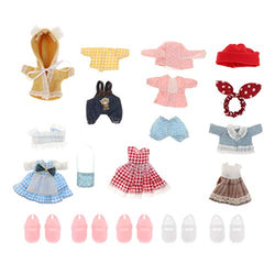 #N/A 5pcs Dollhouse Modern Family Outfits Miniature 1:12 Scale 16cm Dolls Clothing Set with Shoes