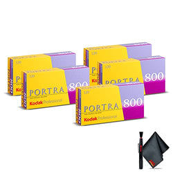 5-Pack Kodak 812 7946 Professional Portra 800 Color Negative Film 120 (ISO 800) 5 Roll Pack with 6Ave Cleaning Kit