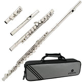 Yomone C Flutes16 closed hole flute beginner's flute with flute holder suitcase cleaning kit and screwdriver (nickel)