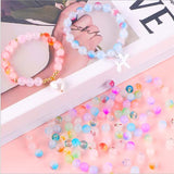 JJzxwish 450Pcs 8mm Glass Beads for Jewelry Making, 15 Colors Gradient Gemstone Beads Crystal Beads Mermaid Bracelet Making Kit DIY Round Beads Assorted Cute Kawaii Beads Bulk for Bracelets Necklace