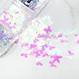 Holographic Butterfly Nail Art Glitter Sequins 3D Thick Sheet Glitter Laser Butterfly Glitter for Acrylic Nail Design Nail Art Sequins Ultra Thin Face Body Decorative (Glitter Sequins-12pcs)