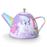 JOYIN Purple Unicorn Castle Pretend Tin Teapot Set for Tea Party and Kids Kitchen Pretend Play