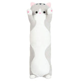 unlockgift Cute Large Long Pussy Cat Stuffed Animal Toy Plush Cat Pillow (Grey, 27.5inch)