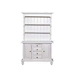 PIXNOR Dollhouse Miniature Furniture 1:12 Wooden Carbinet Bookcase (White)