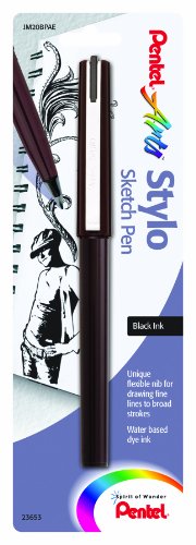 Pentel Arts Stylo Sketch Pen, Black Ink, 1 Pack (JM20BPAE)