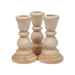 Unfinished Candlesticks 4 Inch, Unfinished Wood Candlesticks 4" - Bag of 3