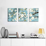 Flower Canvas Wall Art for Living Room Wall Decor White Blossom Blue Abstract Background Canvas Artwork Bedroom Bathroom Wall Decor