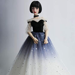 XSHION 1/3 BJD Doll Wedding Dress, Handmade Starry Princess Skirt for 60cm Ball Jointed Dolls Clothes Set with Necklace