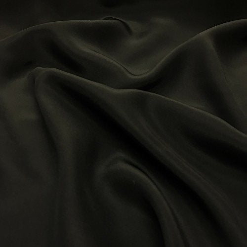 Silk Charmeuse Fabric 100% Silk Solid 44" wide 18 Momme Sold By the Yard Many Colors (Black)