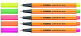 Stabilo Point 88 Fineliner Mini Pens, 0.4 mm Fineliner - 5-Color Wallet Neon Set