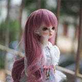 HMANE BJD Doll Wig, Large Curly Hair Neat Bangs Wig for 1/3 BJD Dolls - Dark Pink (No Doll)