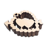 RayLineDo 10pcs Double Hearts Wooden Embellishments Crafts Christmas Tree Ornaments with String