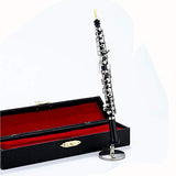 Dselvgvu Miniature Oboe with Stand and Case Mini Musical Instrument Mini Oboe Miniature Dollhouse Model Christmas Ornament Home Decor (6.31")