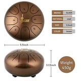 Steel Tongue Drum, Hand Drum Percussion Instrument, Tongue Drum for Beginner with Travel Bag, Drum Mallets, 4 Finger Picks Prefect for Meditation Musical Education Yoga(8 Notes 5.5 Inches, Brown)