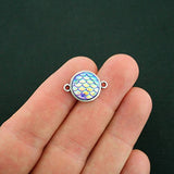 4 Mermaid Connector Charms Pink Scale Antique Silver Tone 20mm x 14mm HM044 Jewelry Making Supply