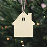 20pcs Wooden House Shaped DIY Craft Cutouts Unfinished Wood with Ropes Embellishments Gift Tags Ornaments for Wedding Home Christmas Party Decoration