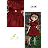 MEESock Fashion BJD Girl Doll Clothes Red Princess Dress + Pumpkin Pants + Headwear + Socks, for 1/6 BJD Doll, Fit Doll Cosplay Party Dress Up (No Doll)