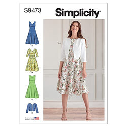 Simplicity Misses' Jacket and Dress Sewing Pattern Kit, Code S9473, Sizes 6-8-10-12-14, Multicolor