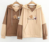 Dinosaur Bunny Rabbit Bear Cat Ears Hoodie For Girls Teens Teenagers Oversize Top Sweatshirt Jumper Shirt (BrownN)