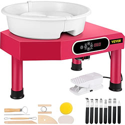 VEVOR Pottery Wheel Ceramic Forming Machine, 9.8" LCD Touch Screen Clay Wheel, 350W Electric DIY Clay Sculpting Tools with Foot Pedal & Detachable ABS Basin for Adults and Beginners Art Craft Pink