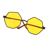 MagiDeal Fashionable Hexagon Black Frame Glasses Yellow Lens Sunglasses for 20-25cm BJD Dolls