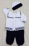 Crochet Pattern for Boys Sailor Set, Baby Jacket, Trousers and Beanie, 3 Sizes, Preemie, 0 to 3, 3 to 6 Months, Light Worsted Yarn, USA Terminology, CP17