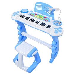 LIUFS-Piano Children's Electronic Piano with Microphone Male and Female Birthday Gift Piano Music Toy Multi-Function 3-6 Years Old Beginner with Microphone (Color : Blue)