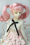 Doll Wigs JD506 7-8inch 18-20CM Pink Twins Wave ponytails Doll Wigs 1/4 Synthetic Mohair BJD Wigs