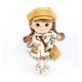NINA NUGROHO Ob11 Ins Dress Clothes Suit Lolita Dolls Dress with Floral Pattern Outfit Skirt Hat for 1/12 Bjd Doll Styling Dress Up Dollhouse DIY Mini Accessories (Color : White)