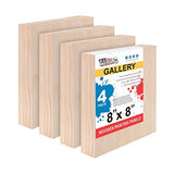 U.S. Art Supply 8" x 8" Birch Wood Paint Pouring Panel Boards, Gallery 1-1/2" Deep Cradle (Pack of 4) - Artist Depth Wooden Wall Canvases - Painting Mixed-Media Craft, Acrylic, Oil, Encaustic